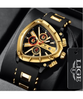 LIGE Reloj analógico de cuarzo para hombre, accesorio de pulsera resistente al agua con cronógrafo triangular, complemento mascu