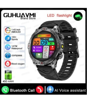 Outdoor Smart Watch 1.43 Inch Screen 1ATM Waterproof Bluetooth Call GPS Motion Trajectory Watch for Android IOS