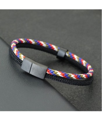 Men's Fashion Black Detachable Magnetic Buckle Stainless Steel Bracelet Bicolor Rope Nautical Bracelet Boho Style