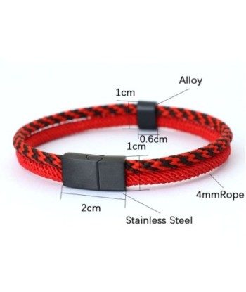 Men's Fashion Black Detachable Magnetic Buckle Stainless Steel Bracelet Bicolor Rope Nautical Bracelet Boho Style