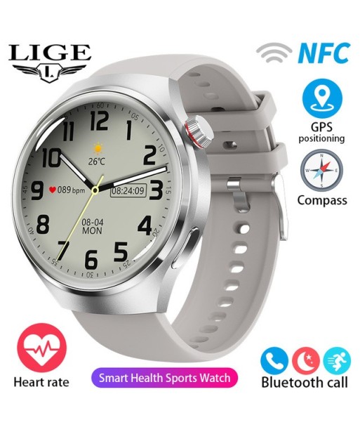 LIGE Smart Watch 4 Men IPS Screen Bluetooth Call GPS Tracker NFC Access Control Heart Rate Blood Sugar Smartwatch