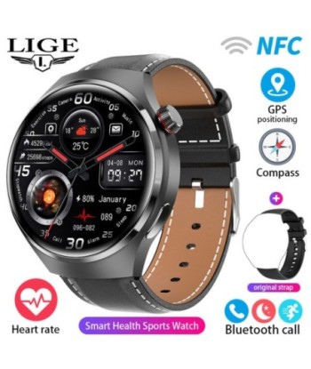 LIGE Smart Watch 4 Men IPS Screen Bluetooth Call GPS Tracker NFC Access Control Heart Rate Blood Sugar Smartwatch