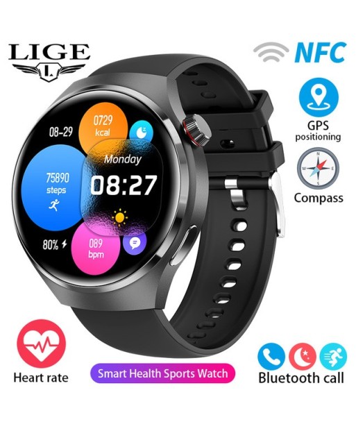 LIGE Smart Watch 4 Men IPS Screen Bluetooth Call GPS Tracker NFC Access Control Heart Rate Blood Sugar Smartwatch