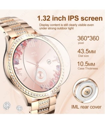 LIGE 1.32 Inch Smart Watch Women Bluetooth Call AI Voice Assistant Customized Face Health Monitor Smartwatch