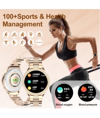 LIGE 1.32 Inch Smart Watch Women Bluetooth Call AI Voice Assistant Customized Face Health Monitor Smartwatch